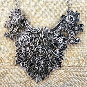 Gothic Revival Statement Chest Metal Necklace